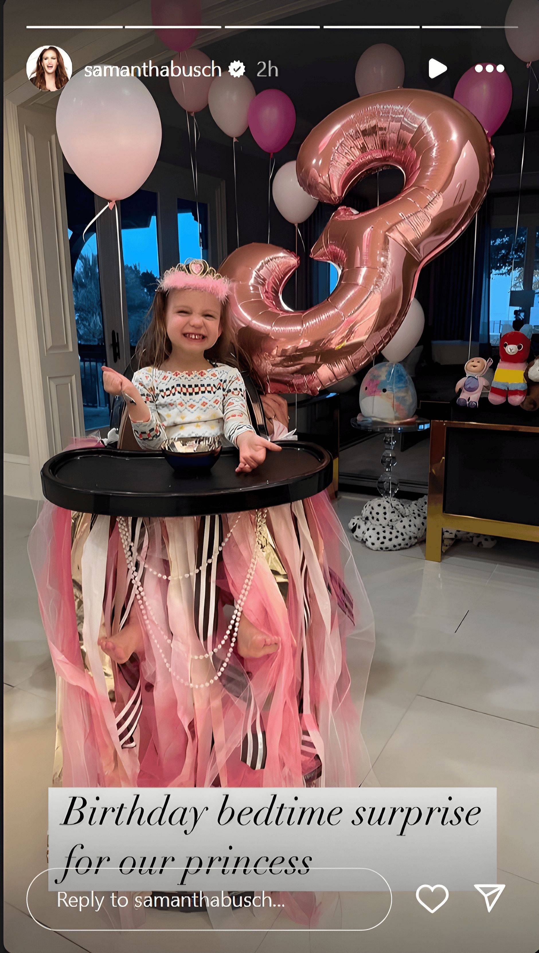 Samantha Busch's story on Instagram, celebrating daughter Lennix's birthday. Source: via Instagram, @samanthabusch